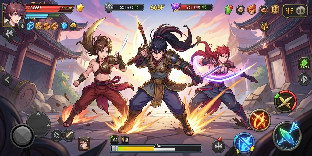Menampilkan aksi penuh warna dari gameplay 666F yang seru.