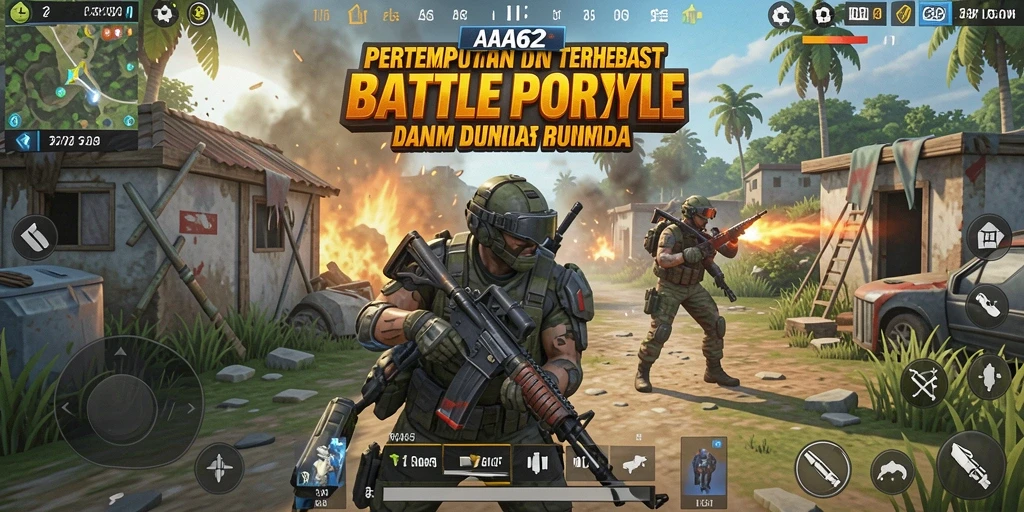 Menampilkan gameplay intens dan strategis dari pertempuran Battle Royale.