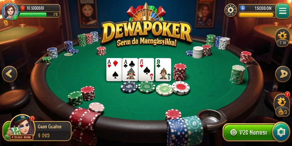 Screenshot gameplay DEWAPOKER menampilkan serunya permainan Gaple.