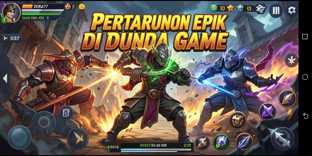 Screenshot DORA77 menampilkan karakter bertarung dengan aksi yang mendebarkan.