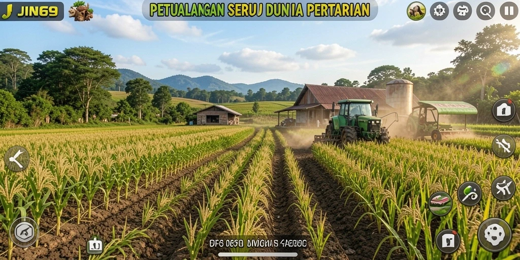 Gambar menampilkan kegiatan bertani yang seru dan menarik di JIN69.