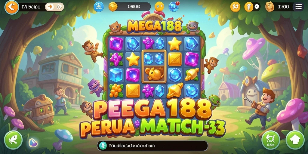 Tampilan gameplay MEGA188 yang seru dan penuh warna.