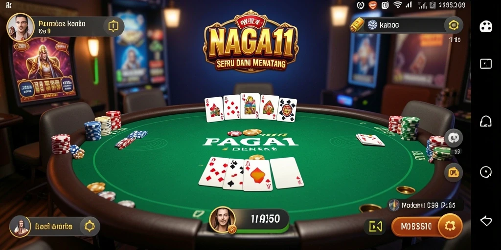 Tampilan gameplay seru NAGA11 dengan pengalaman Poker nyata.
