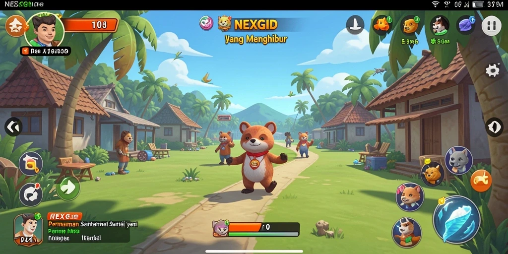 Gameplay NEXGID yang penuh warna dan menarik.