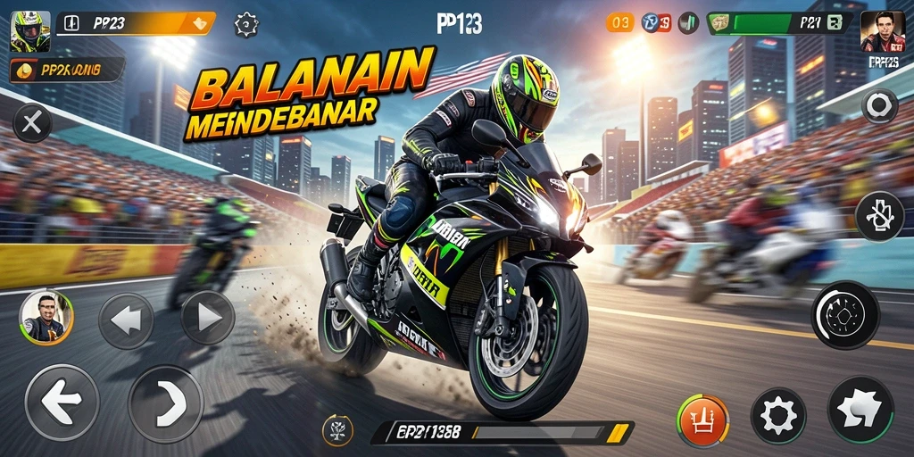 Tampilan seru dari permainan balap motor PP123.