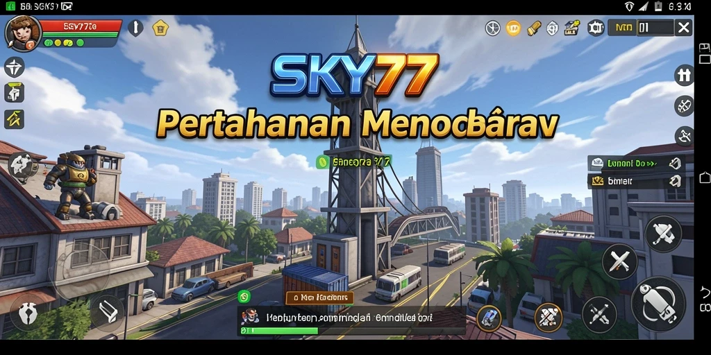 Tampilan gameplay menara pertahanan yang penuh aksi.