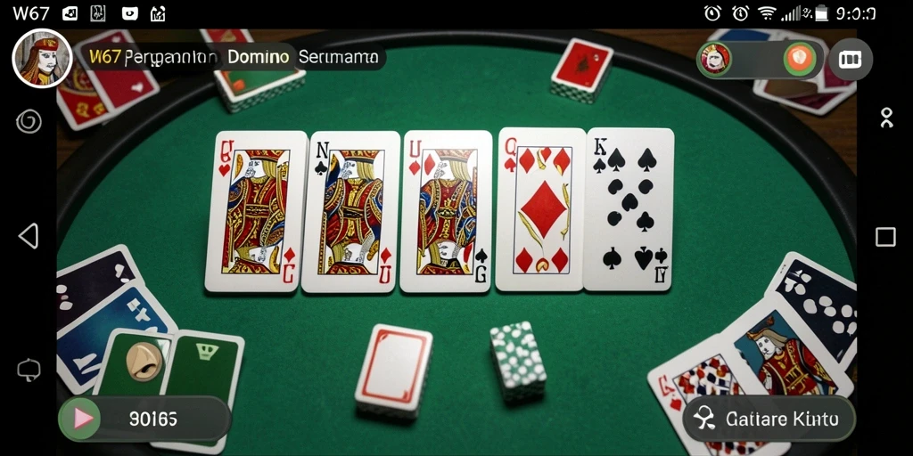 Tampilan gameplay seru dalam W67, menampilkan aksi domino yang menegangkan.
