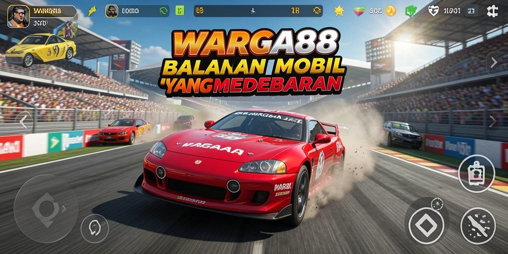 Menampilkan gameplay yang intens dalam balapan mobil.